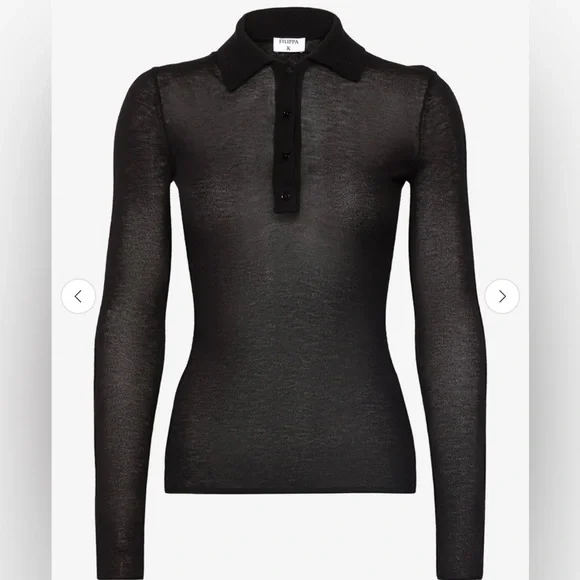 NWT Filippa K black knit sheer lightweight day 2 nite polo long sleeve sweater S - Picture 6 of 6